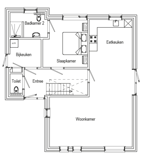 Plattegrond begane grond woningtype Gent