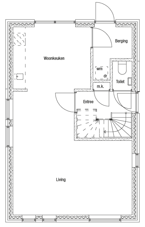 Plattegrond begane grond woningtype Gent